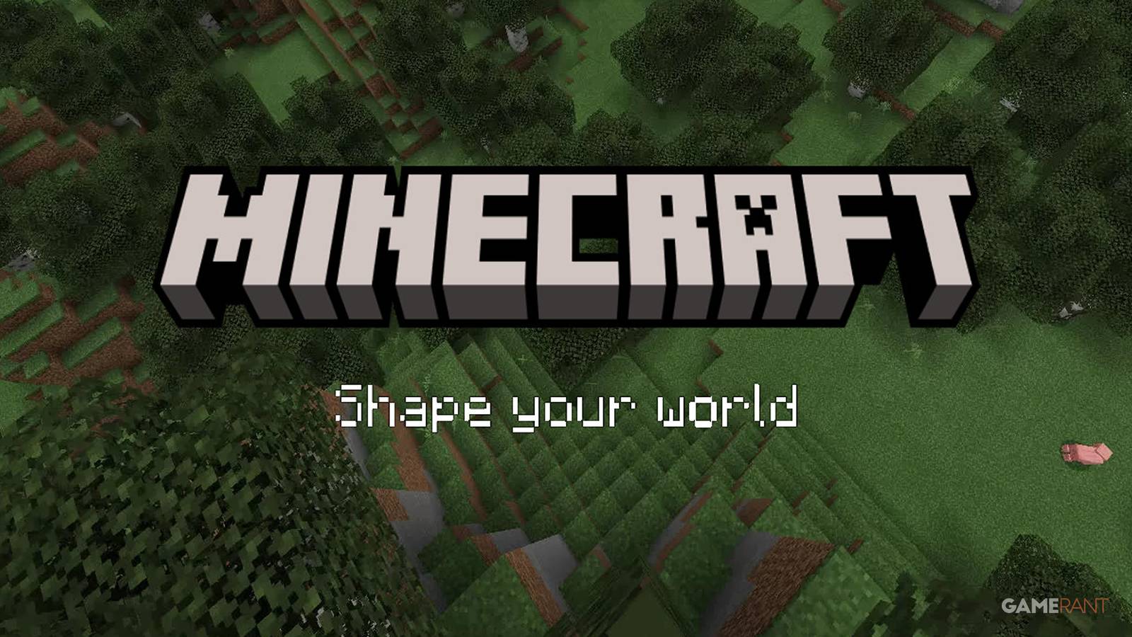 minecraft logo w pig background