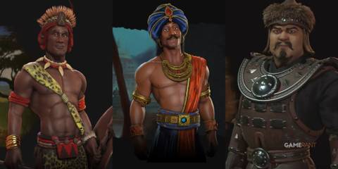 Shaka, Chandragupta, and Genghis Khan from Civilization 6