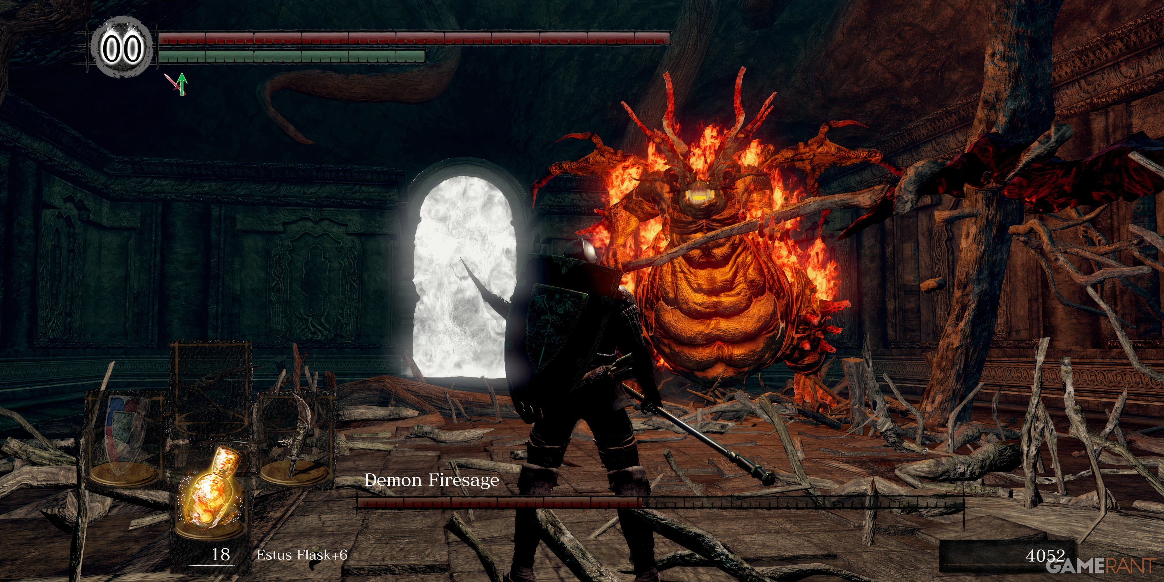 Dark Souls Player faces off against the Demon Firesage in Demon Ruins