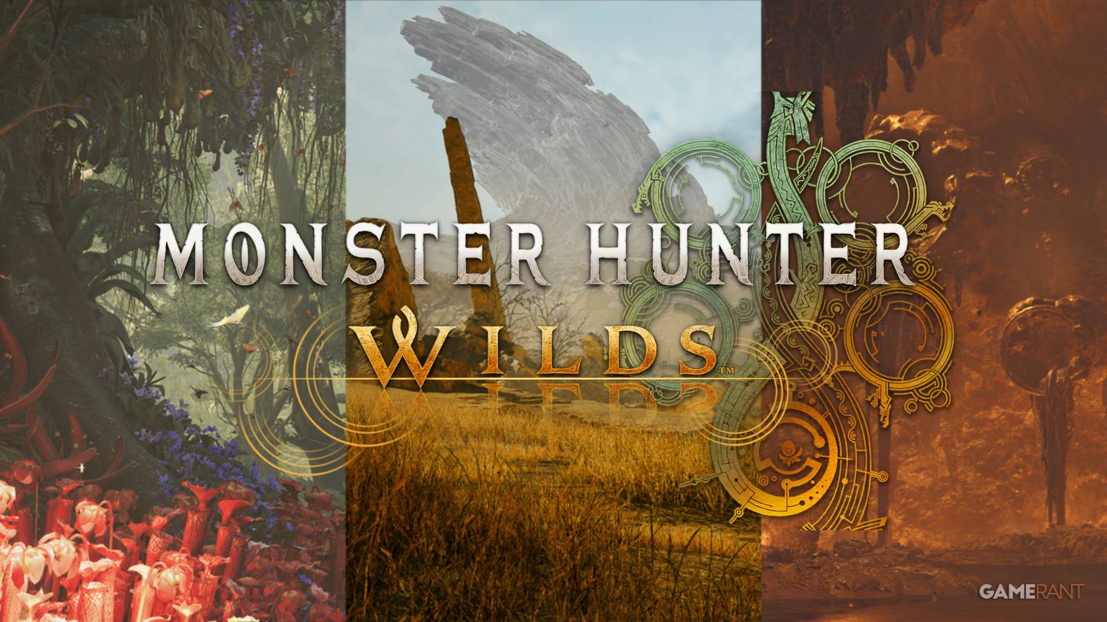 Monster Hunter Wilds logo over ecosystems