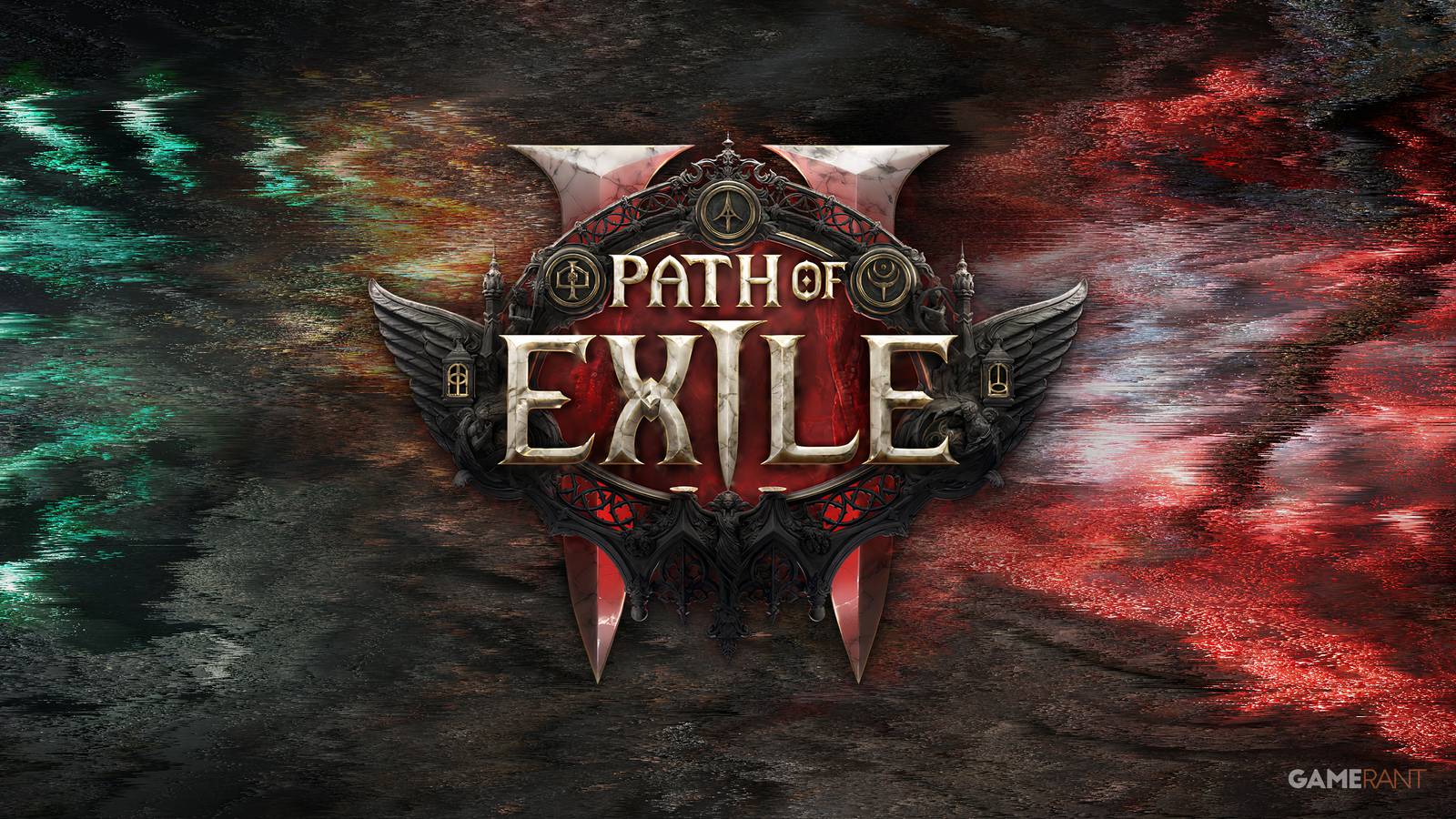 Path of Exile 2 logo over spells with wind effect