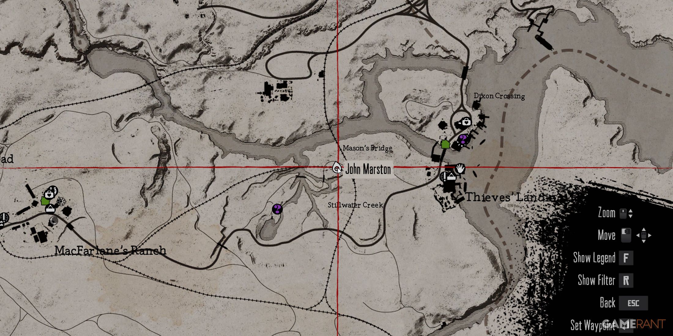 Red Dead Redemption map highlight Stillwater Creek