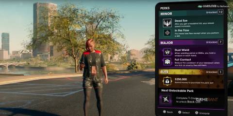 A character in Saints Row unlocking dual-wield