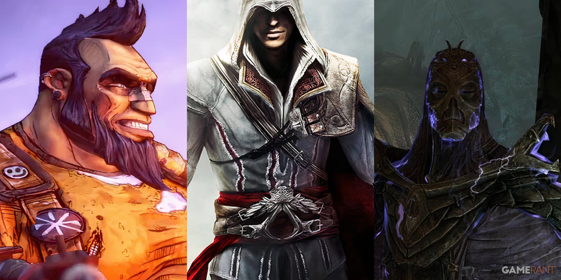 Salvador in Borderlands 2, Ezio in Assassin's Creed 2 and the Morokei mask in Skyrim