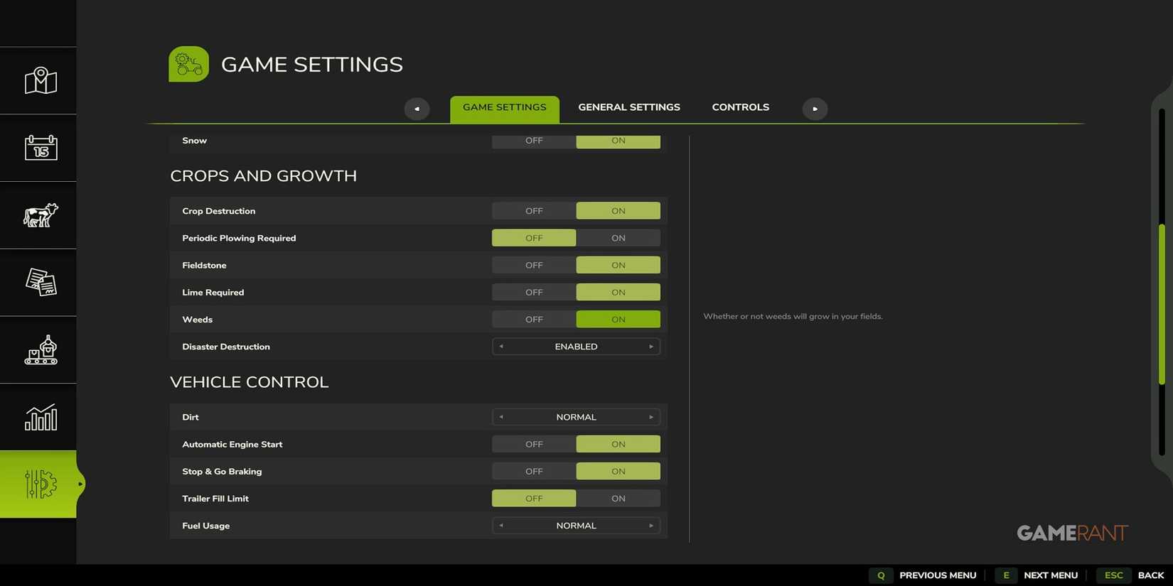 The Settings Menu To Turn Off Weed Growth