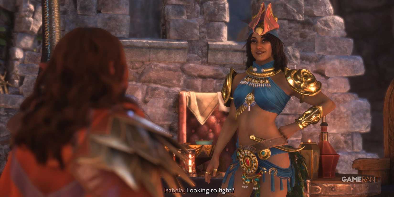 Rook talking to Isabela in Dragon Age: The Veilguard