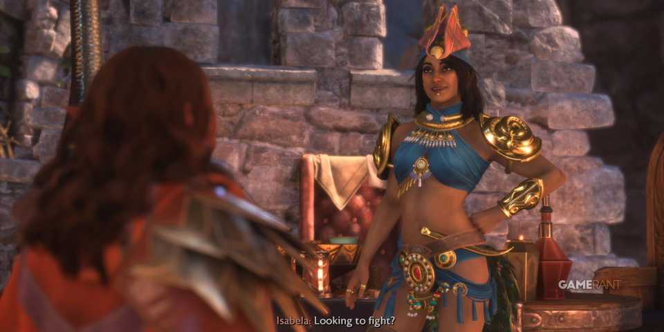 Rook talking to Isabela in Dragon Age: The Veilguard