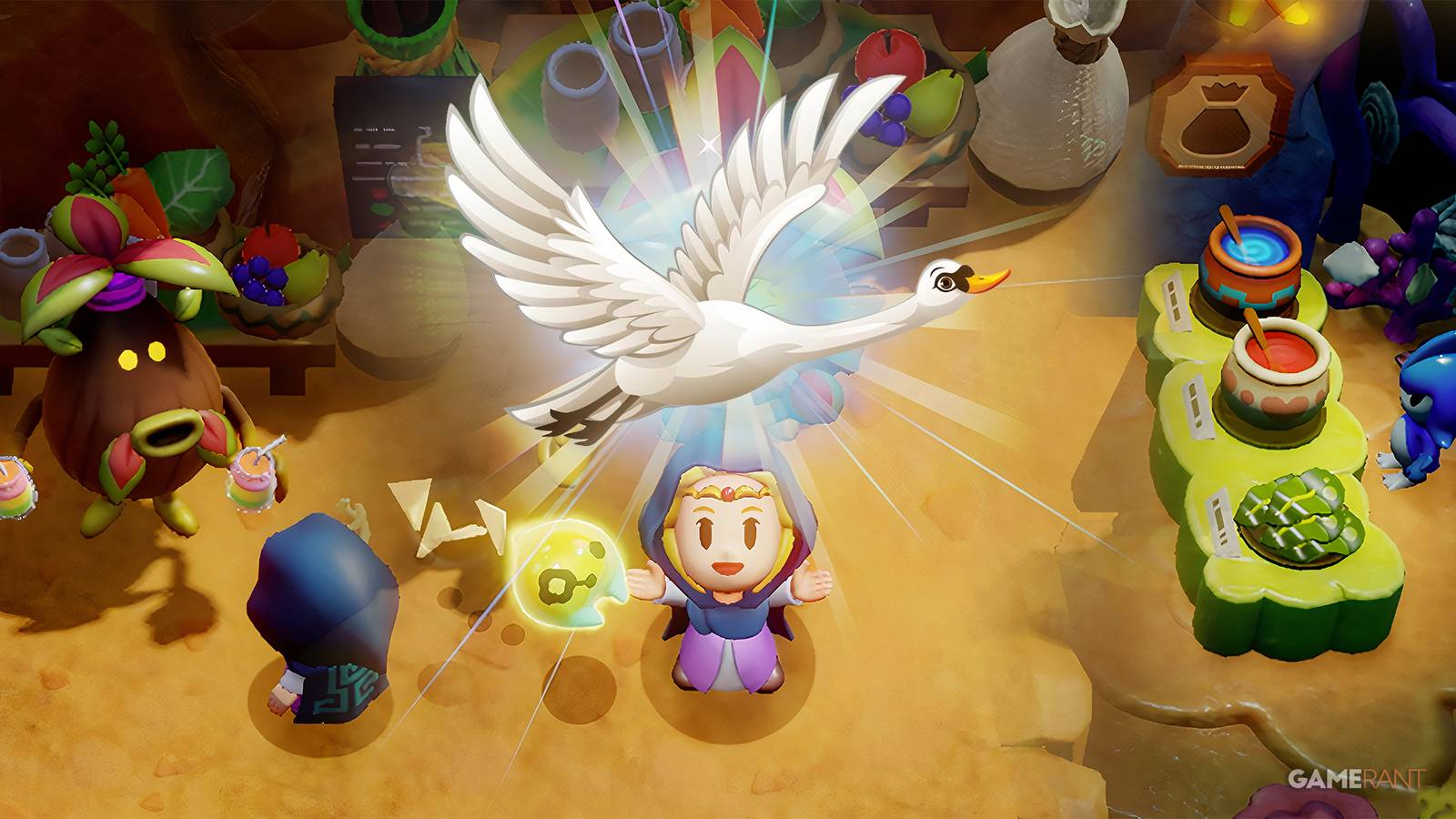 Zelda Echoes of Wisdom holding up a swan