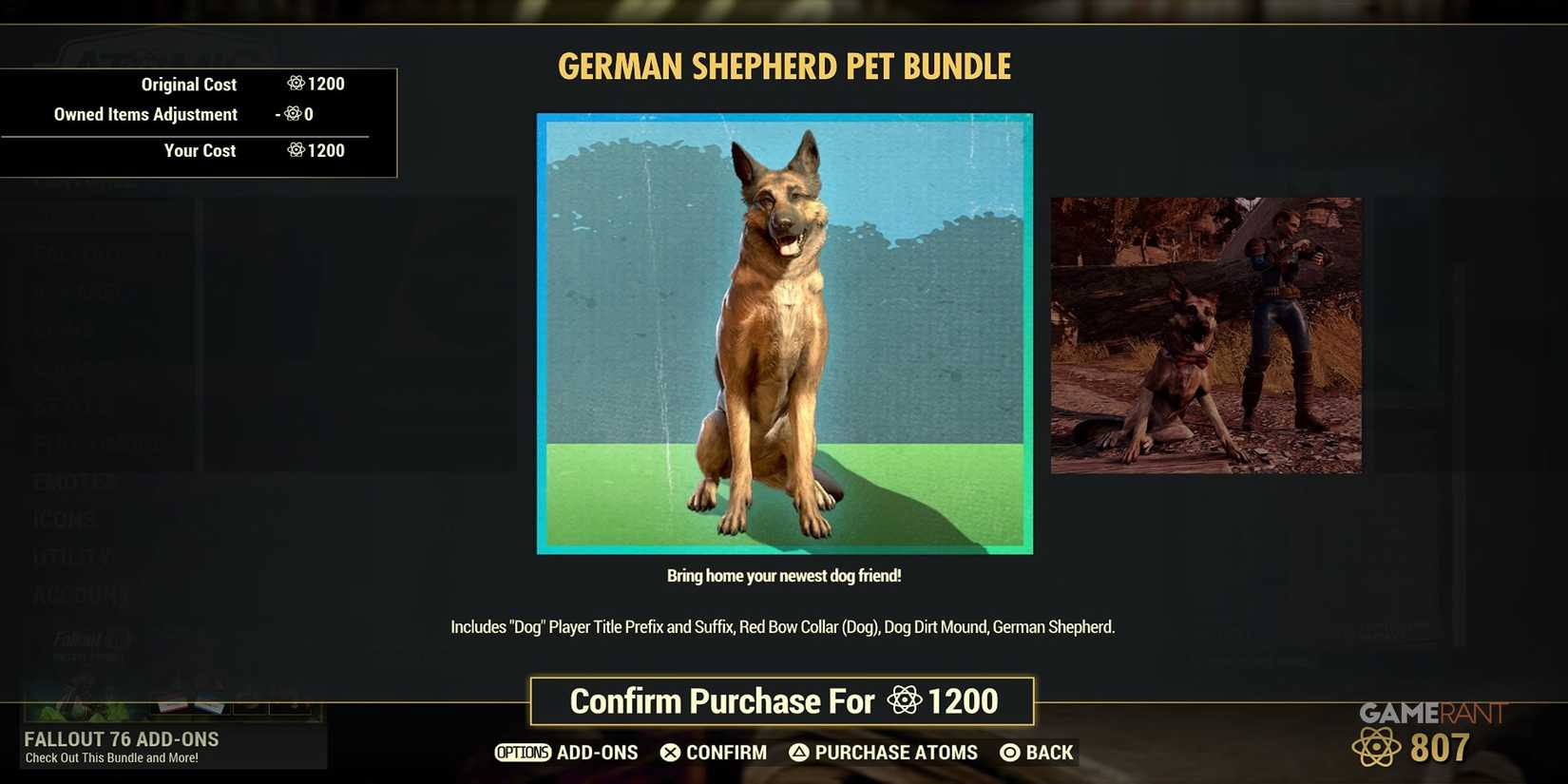 German Shepherd Pet Bundle In Fallout 76
