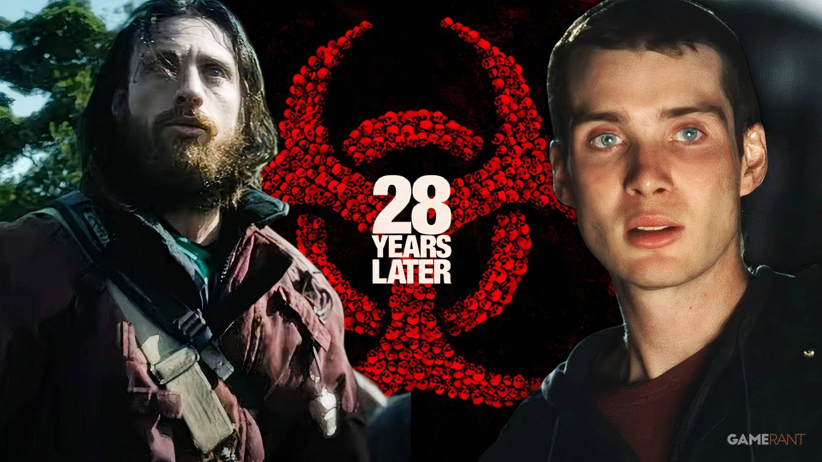 aaron taylor johnson in 28 years later, cillian murphy in 28 days later, 28 years later logo
