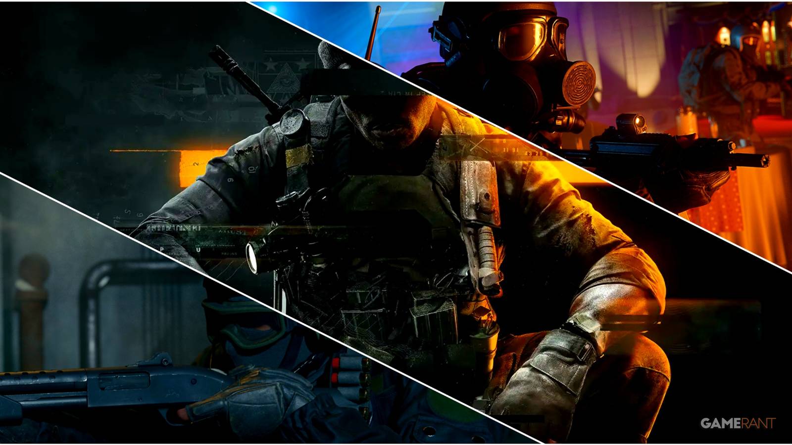 A Collage Of Key Art Showing A Soldiers Wielding Both A Shotgun & A Submachine Gun, Alongside Key Cover Art From Call Of Duty Black Ops 6-1