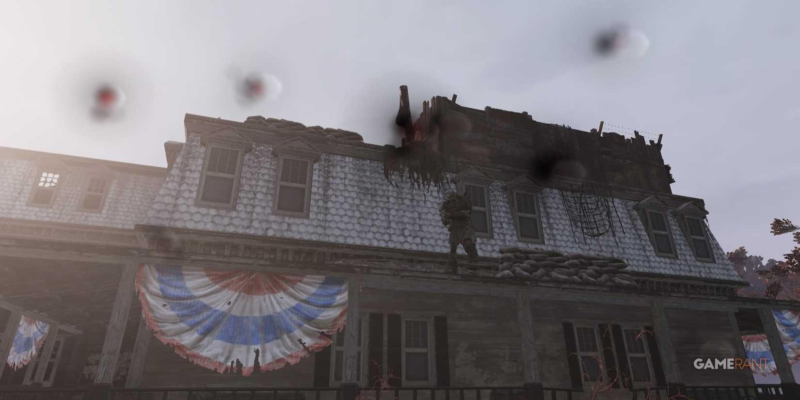 A Super Mutant On A Roof In Fallout 76