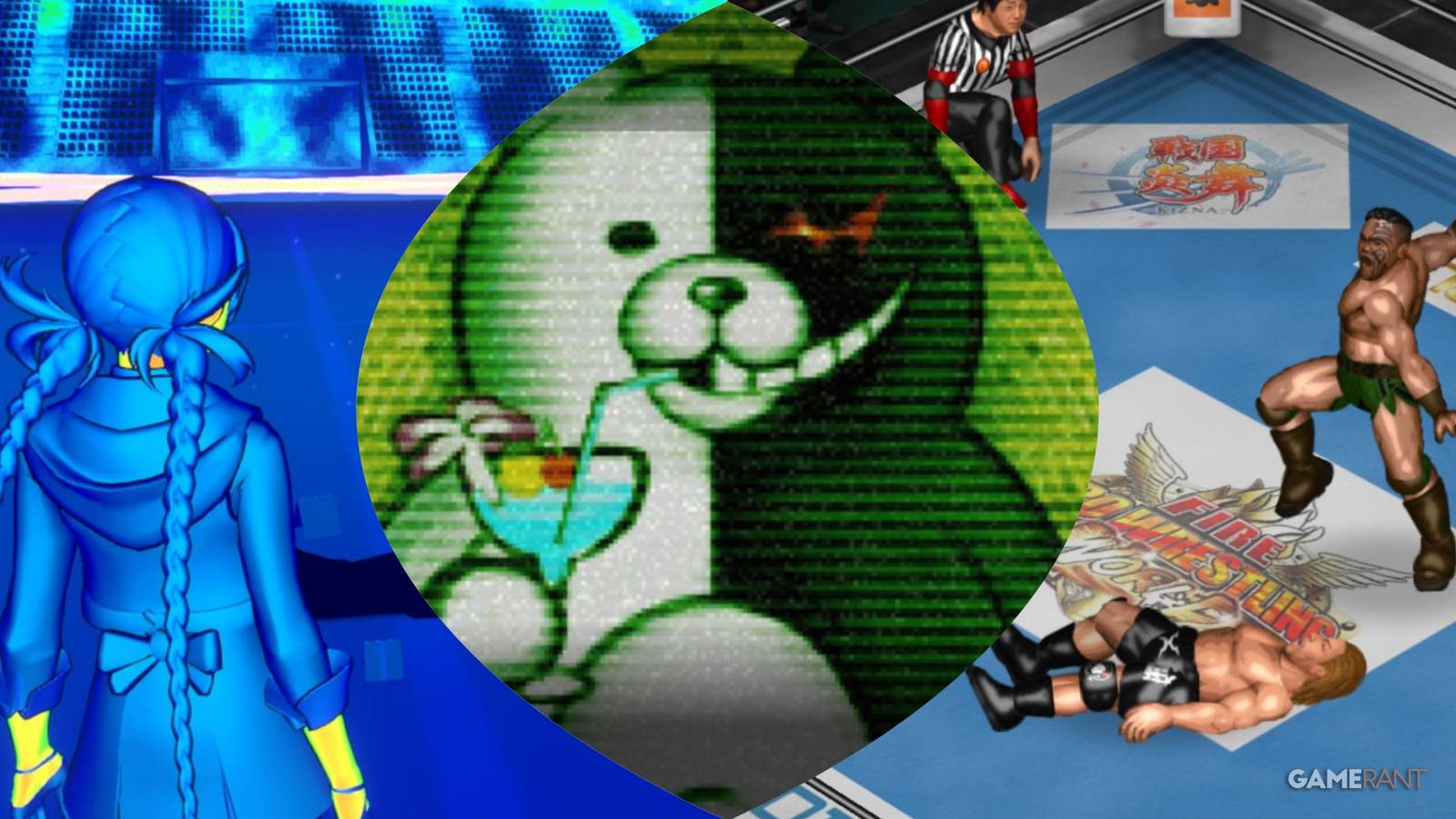 AI The Somnium Files - Nirvana Initiative, Danganronpa Trigger Happy Havoc, Fire Pro Wrestling World