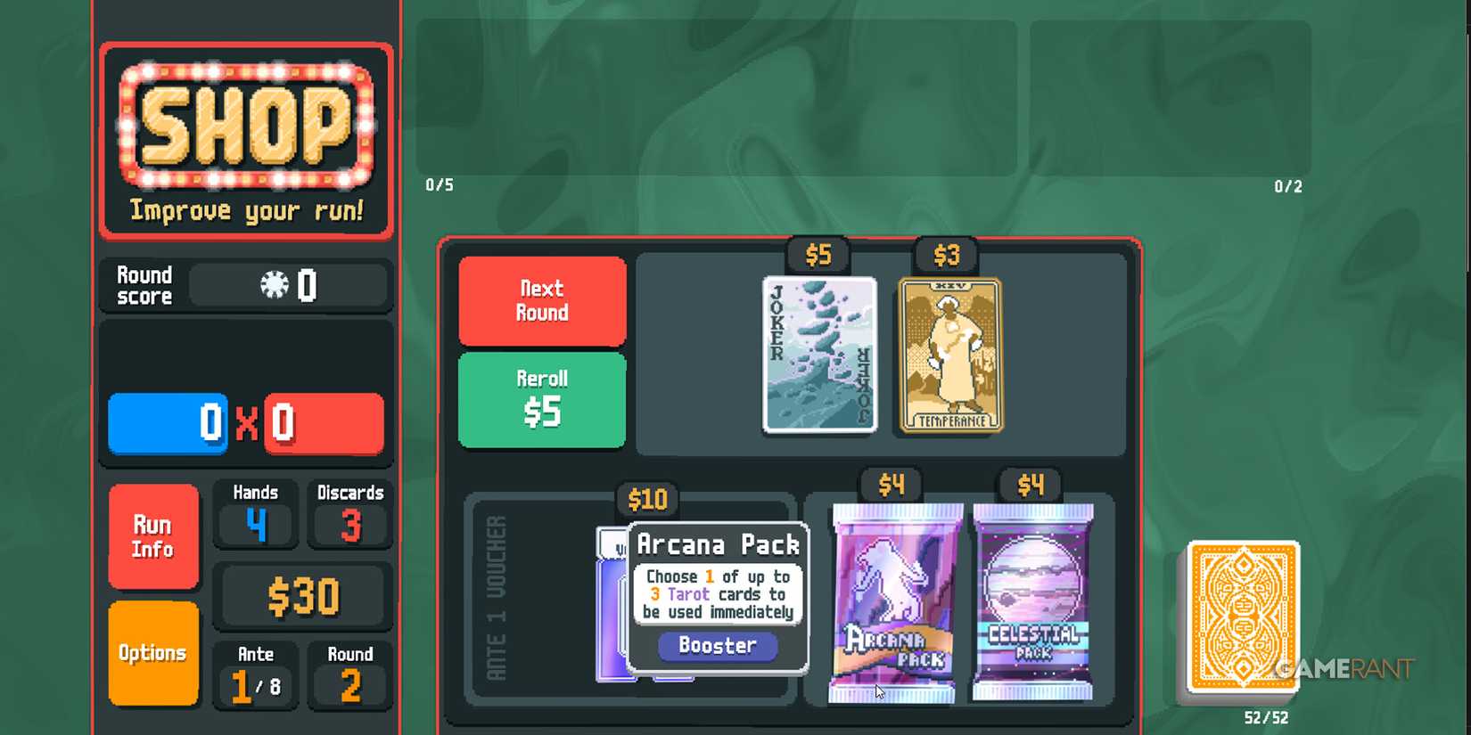 Showcasing Arcana Pack in Balatro