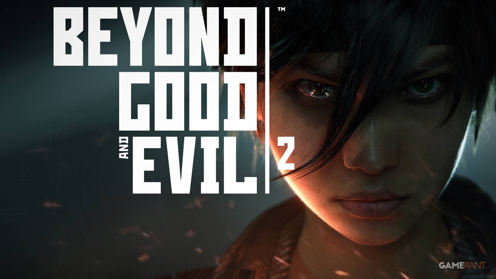 Beyond Good and Evil 2 logo white next to Jade concept artwork 2x1 composite