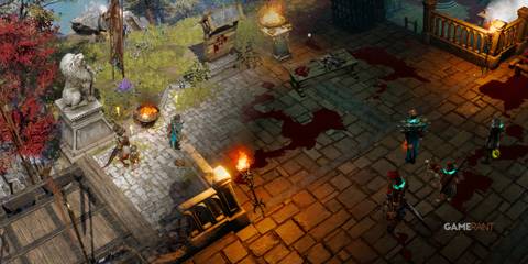 Showcasing characters in various locations in and around Fort Joy in Divinity: Original Sin 2