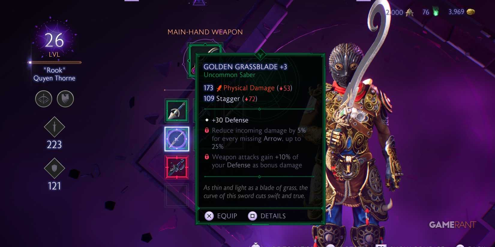 Gold Grassblade in Dragon Age: The Veilguard