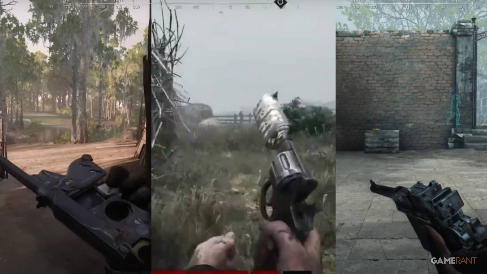 split image of three pistols in Hunt: Showdown 1896
