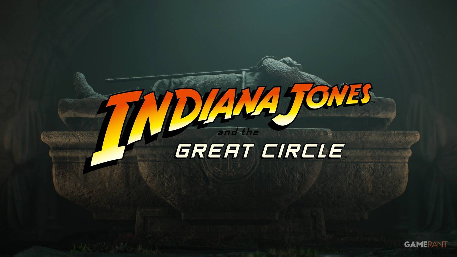 Indiana Jones and the Great Circle logo in front of a sarcophagus