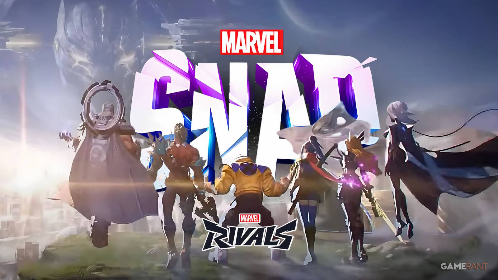 marvel snap logos along some characters from marvel rivals.