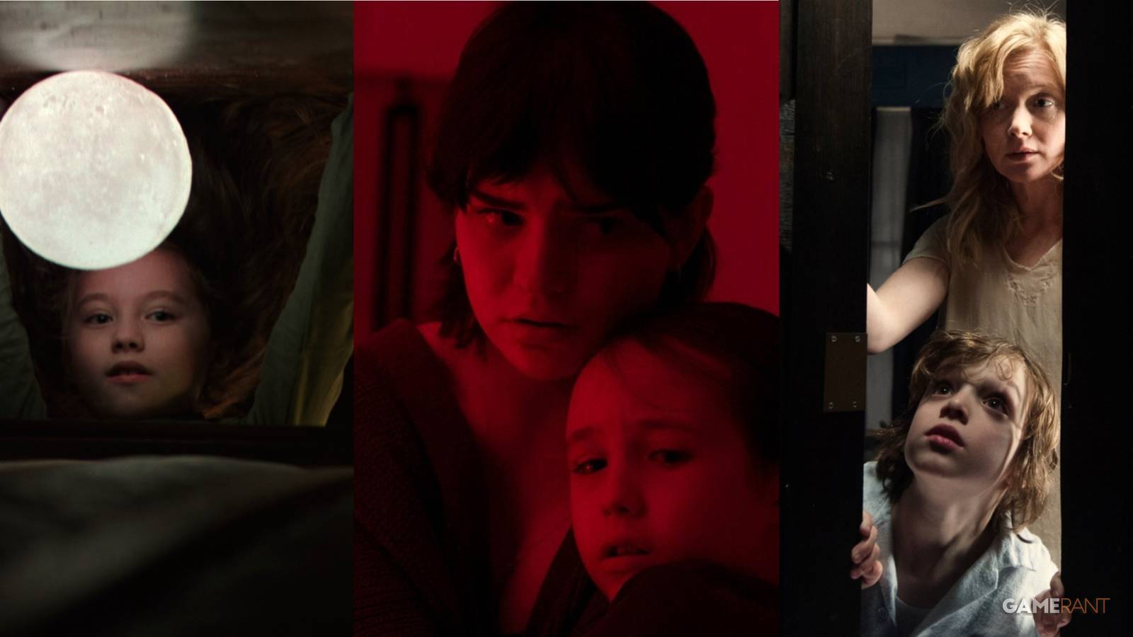 three pictures of horror movies that play on the fear of the dark