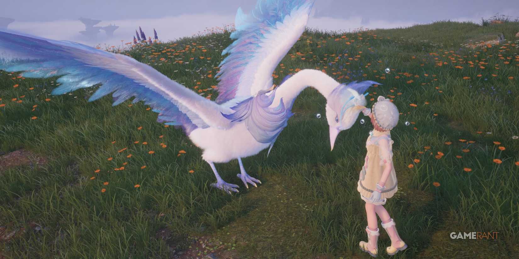 Nikki grooming the Astral Swan in Infinity Nikki