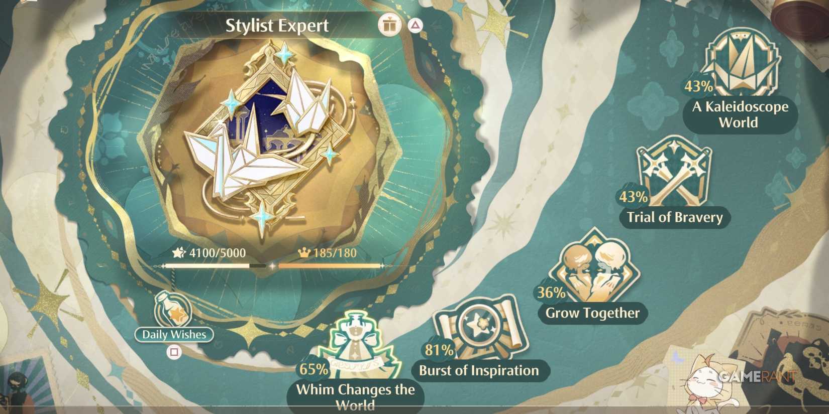 The Courses menu from Infinity Nikki, showing the stylist level