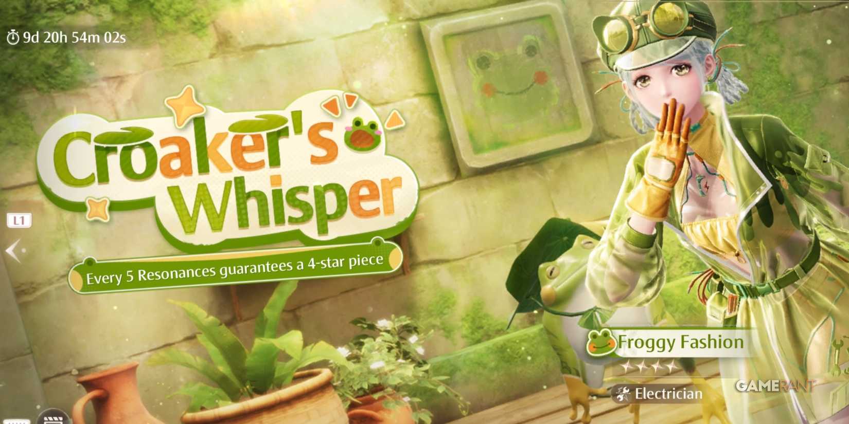 The "Croaker's Whisper" Banner from Infinity Nikki