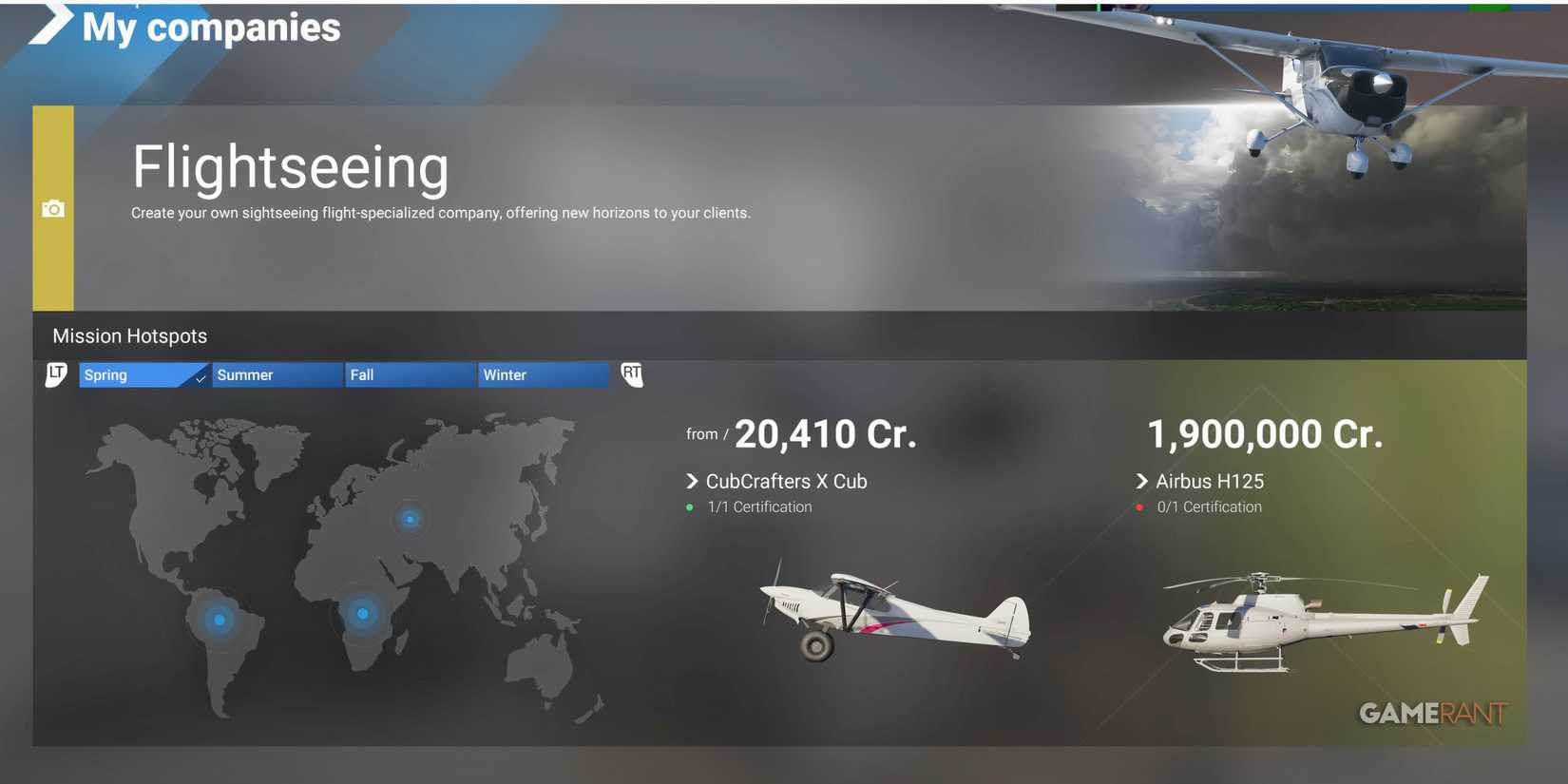 buying an airplane in msfs 2024's career mode.