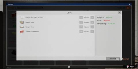 Ordering Stock In Fast Food Simulator