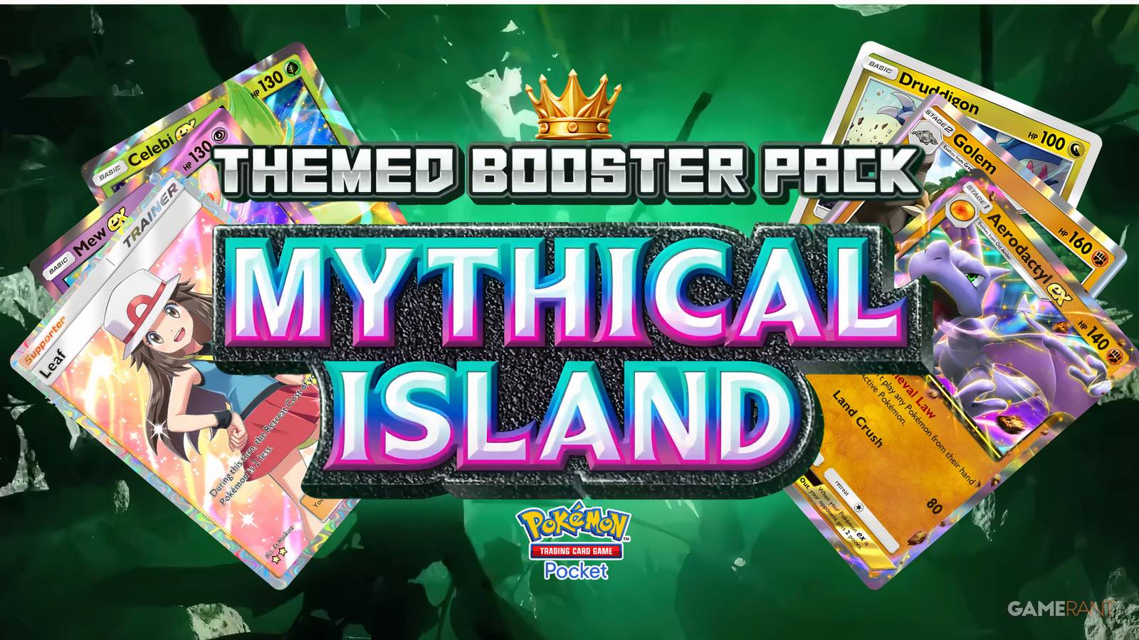 pokemon pocket's mythical island logo.