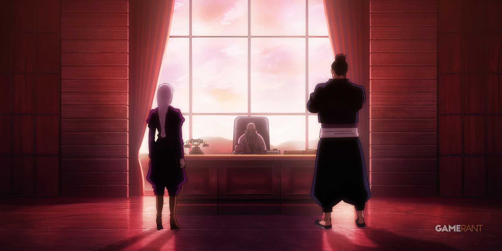 Mei Mei and Tojo meet with Gakuganji to recommend five candidates for promotion in Jujutsu Kaisen.