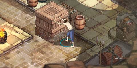 The Stone of Madness Eduardo de Rojas the Giant 2 pushing large wooden box