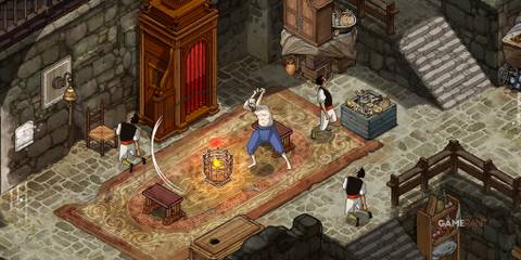 The Stone of Madness Eduardo de Rojas the Giant 7 combat gameplay swinging chain swing 3v1