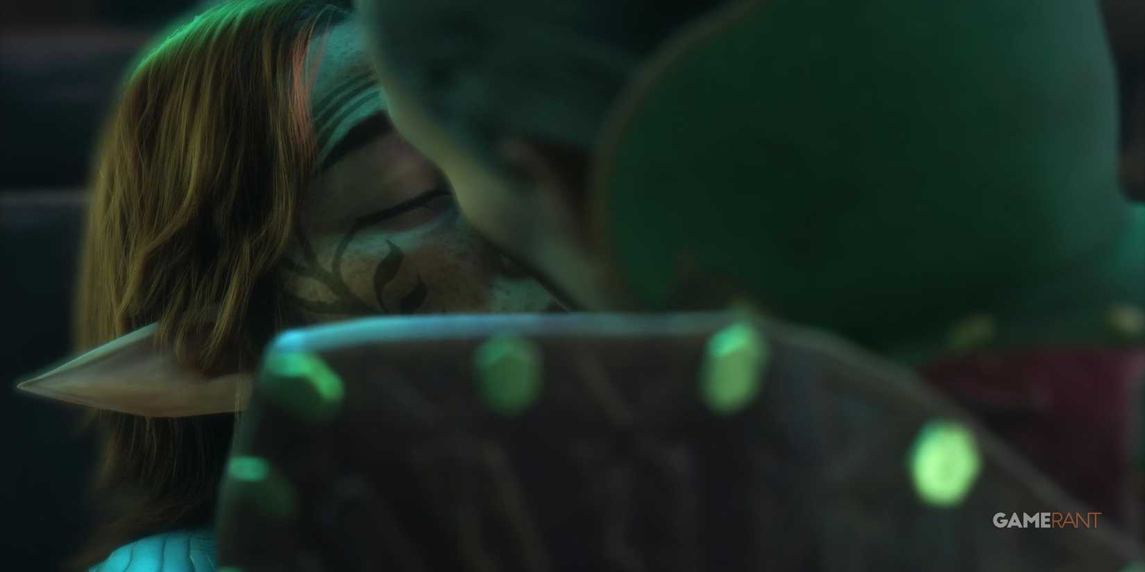 Emmrich and Rook kissing in Dragon Age: The Veilguard