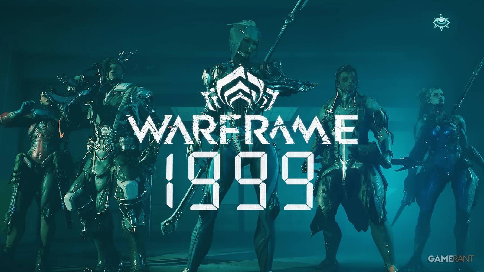 Warframe 1999 logo over TGA 2024 gameplay trailer crew still frame