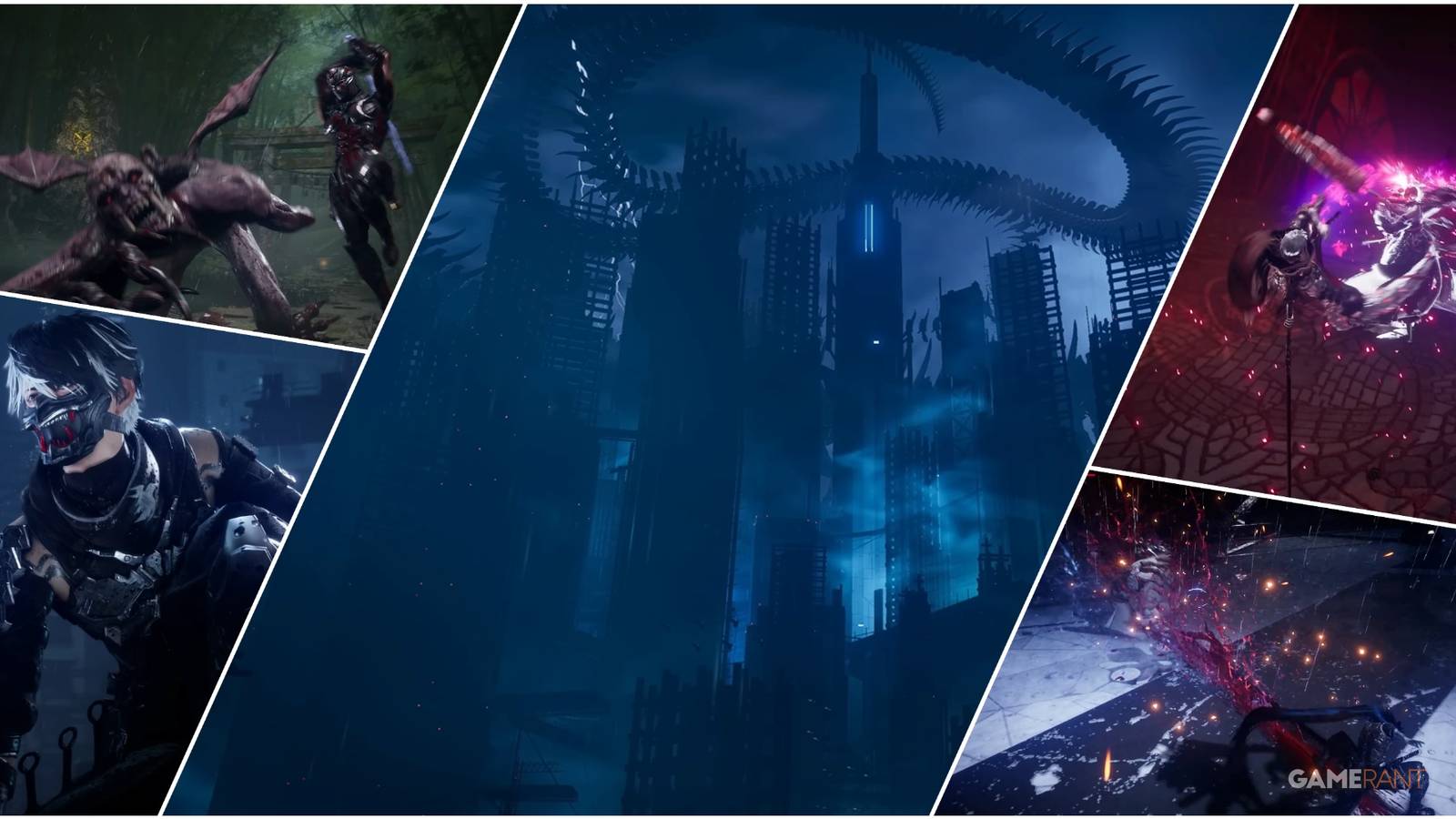 A Collage Of Key Frames From The Ninja Gaiden 4 Reveal Trailer