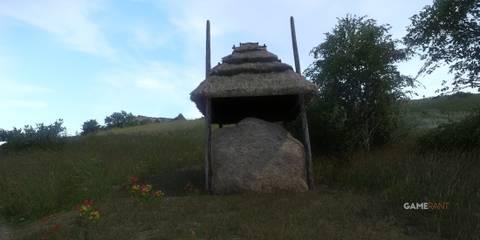 A covered haystack acts as a useful navigational landmark in Kingdom Come Deliverance