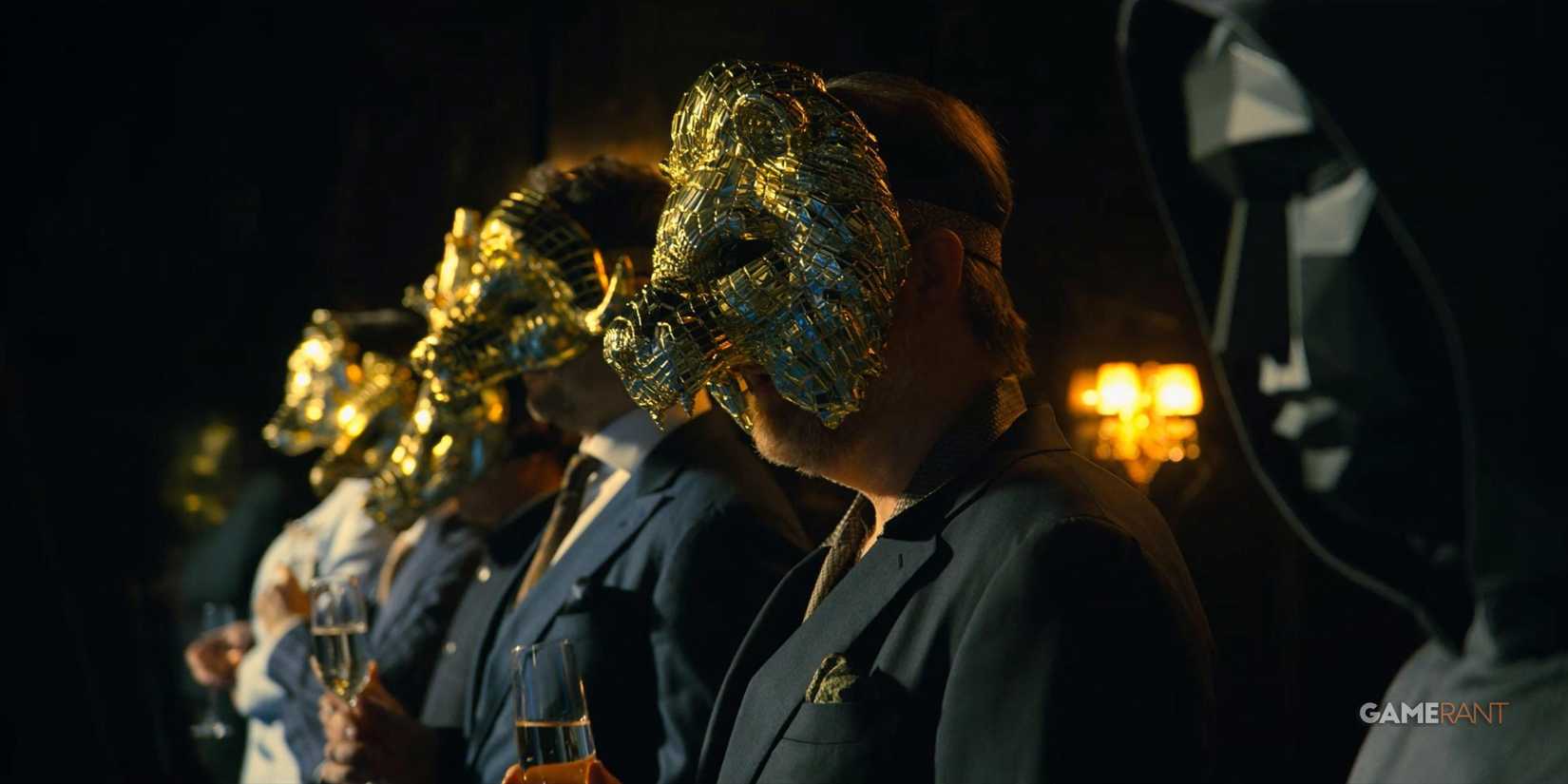 a group of masked VIPs from squid game season 1