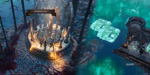     Characters taking the spirit bridge and talking to the undead ferryman in Divinity - Original Sin 2
