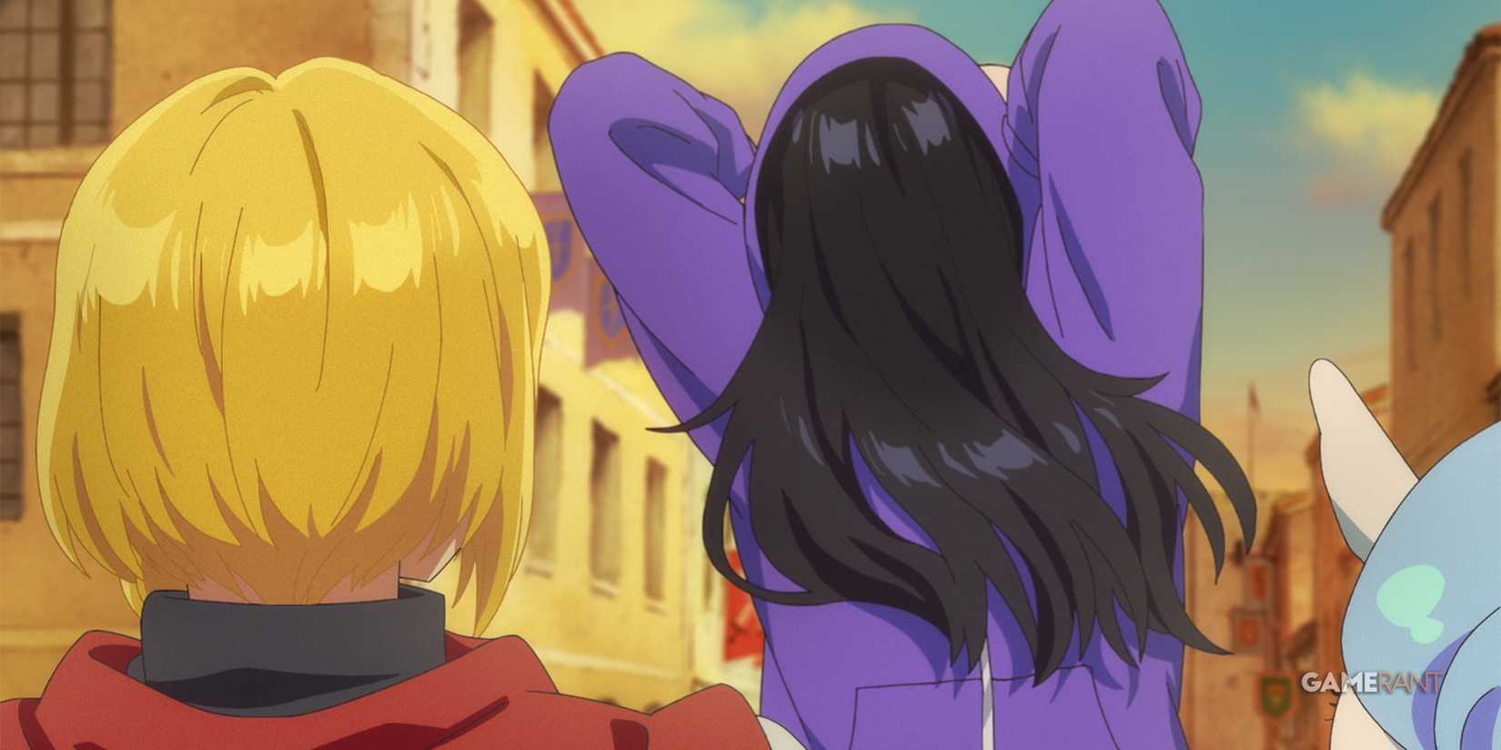 Hirose holds her head in panic while warning Braveheart of an incoming attack in Zenshu.