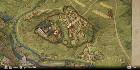 Landmarks like castles and villages help players navigate the map in Kingdom Come Deliverance