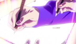 Hirose's hands draw at lightning speed on a glowing sheet of paper in Zenshu.