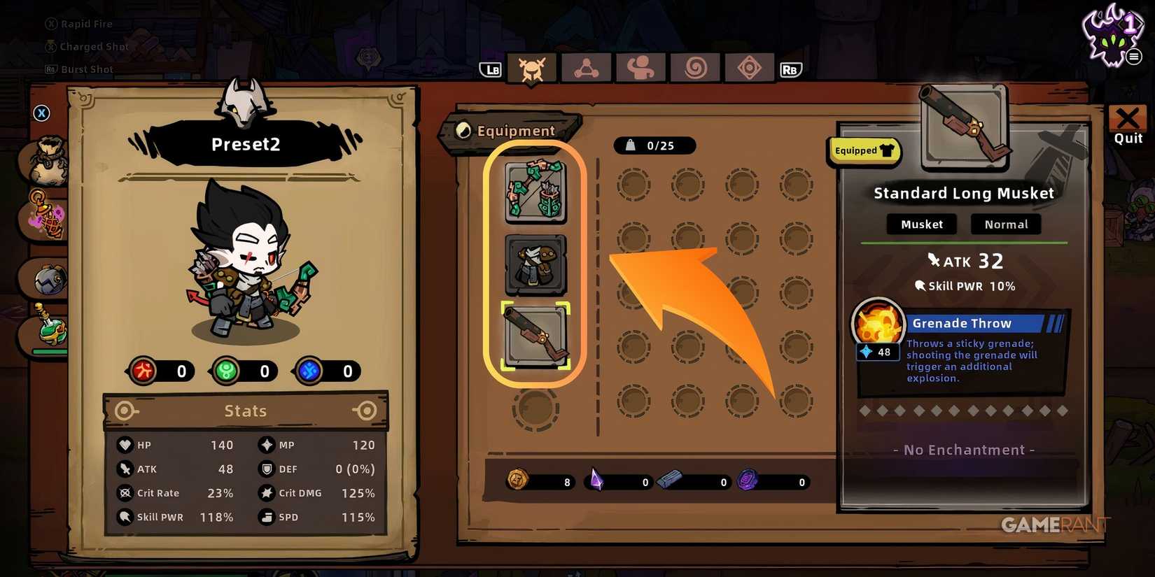 equipping two guns in lost castle 2.