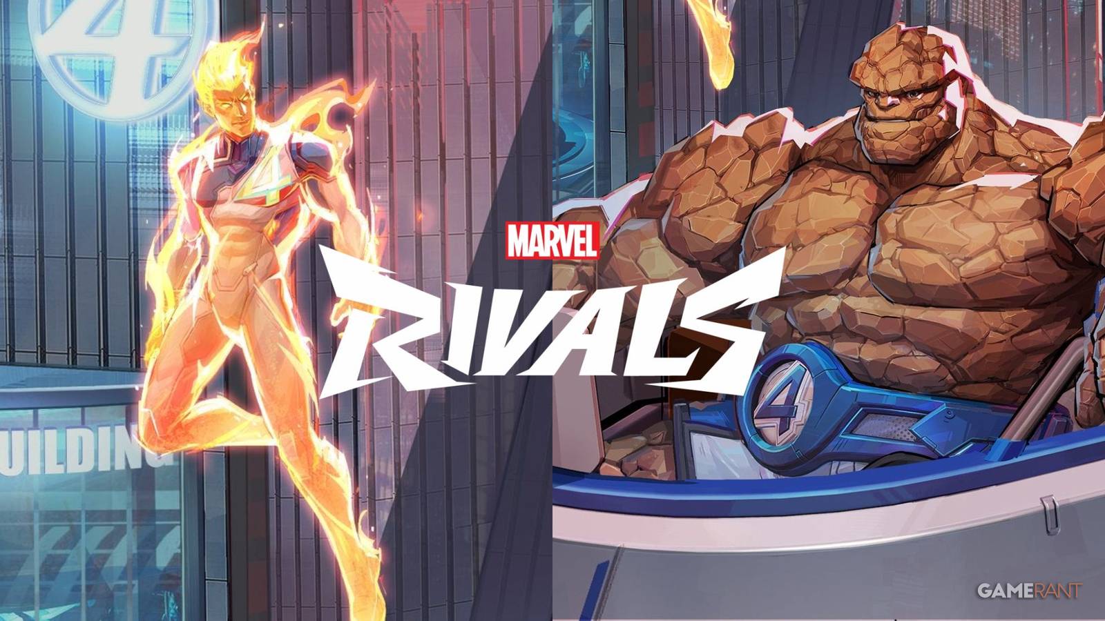 The Human Torch Johnny Storm The Thing Ben Grimm Marvel Rivals logo Empire of Eternal Night Marvel Rivals Season 1