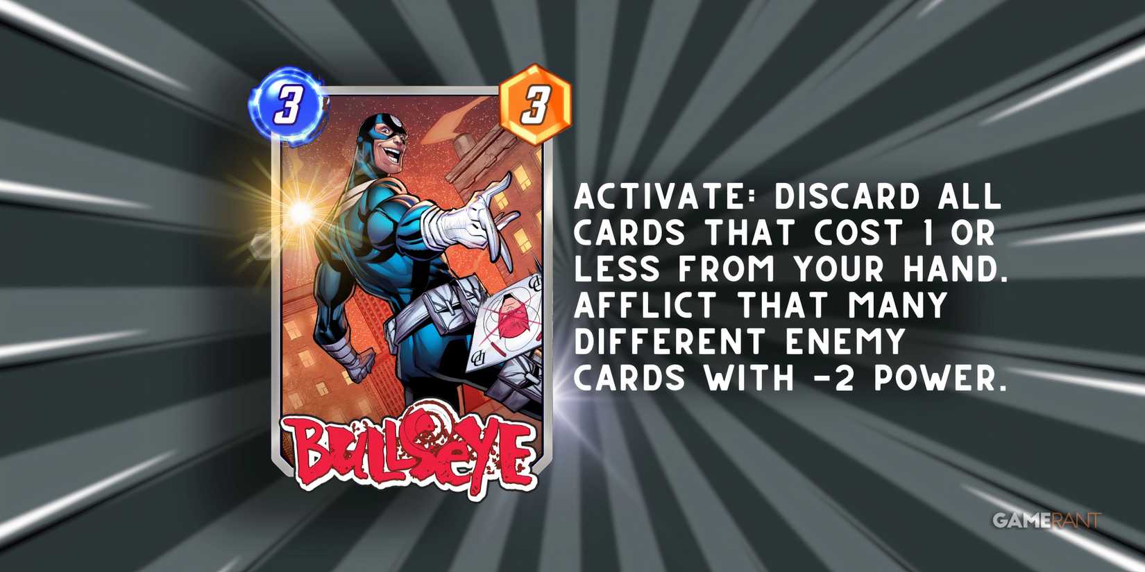 bullseye's card description in marvel snap.