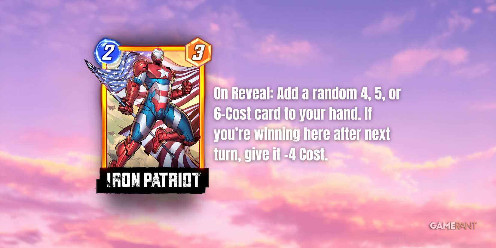 marvel snap's iron patriot card description.