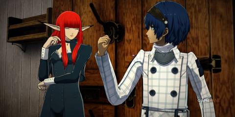 Metaphor ReFantazio protagonist succeeding in cooking with Hulkenberg on the gauntlet runner fist pump gesture