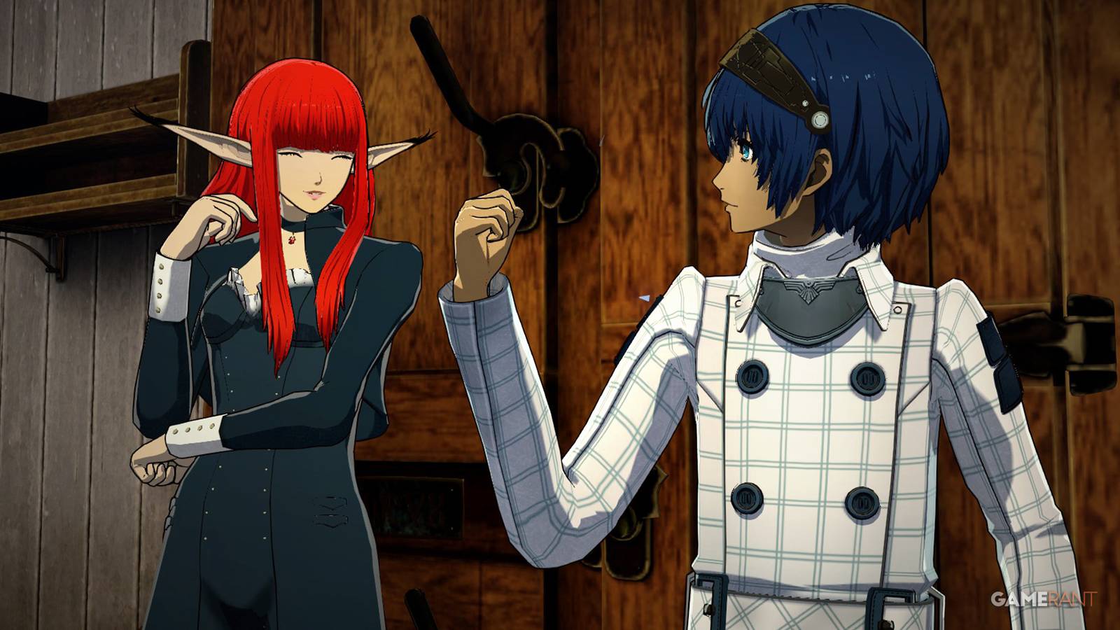 Metaphor ReFantazio protagonist succeeding in cooking with Hulkenberg on the gauntlet runner fist pump gesture