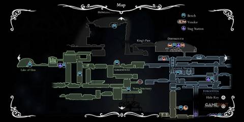Hollow Knight: 10 Tips To Make The Game Easier Hollow Knights map with markers